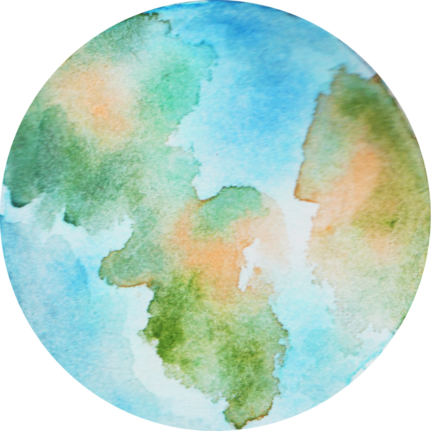 Hand-Painted Watercolor Space Galaxy Earth Blue and Green Planet